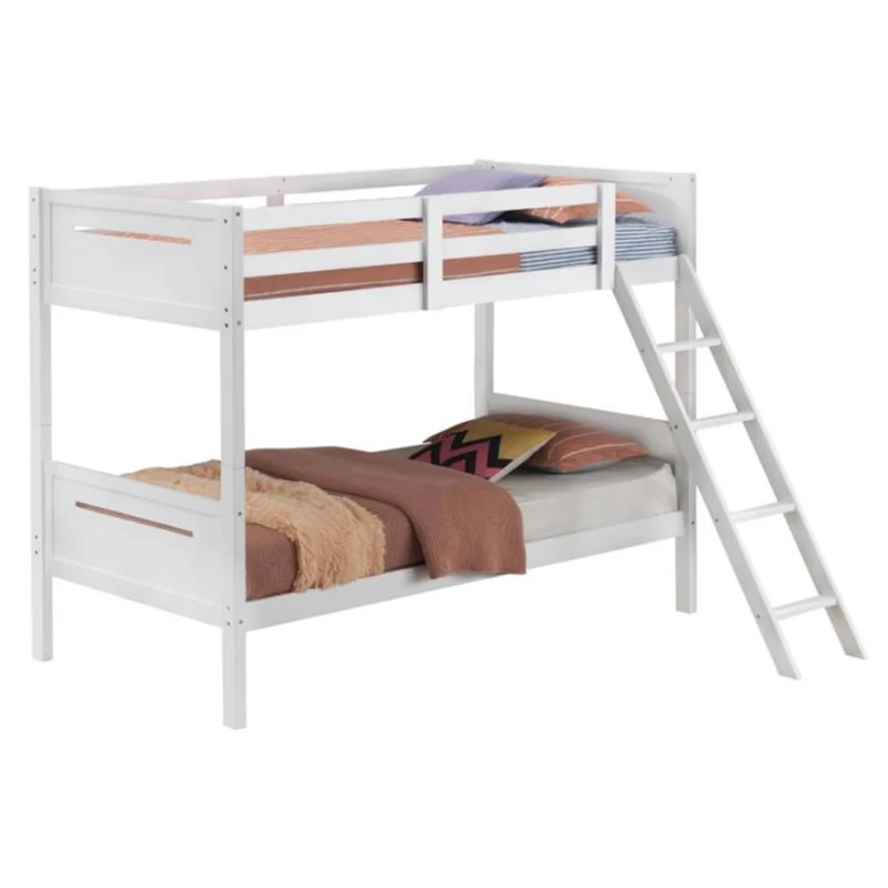 Coaster Furniture Littleton 405051WHT Wood Twin Over Twin Bunk Bed - White