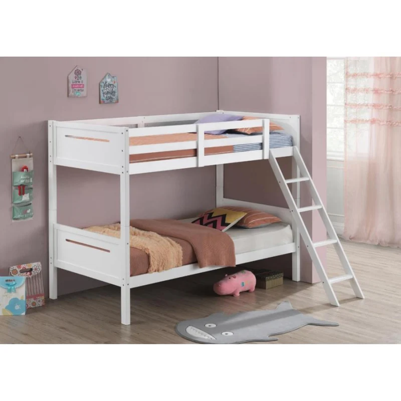 Coaster Furniture Littleton 405051WHT Wood Twin Over Twin Bunk Bed - White
