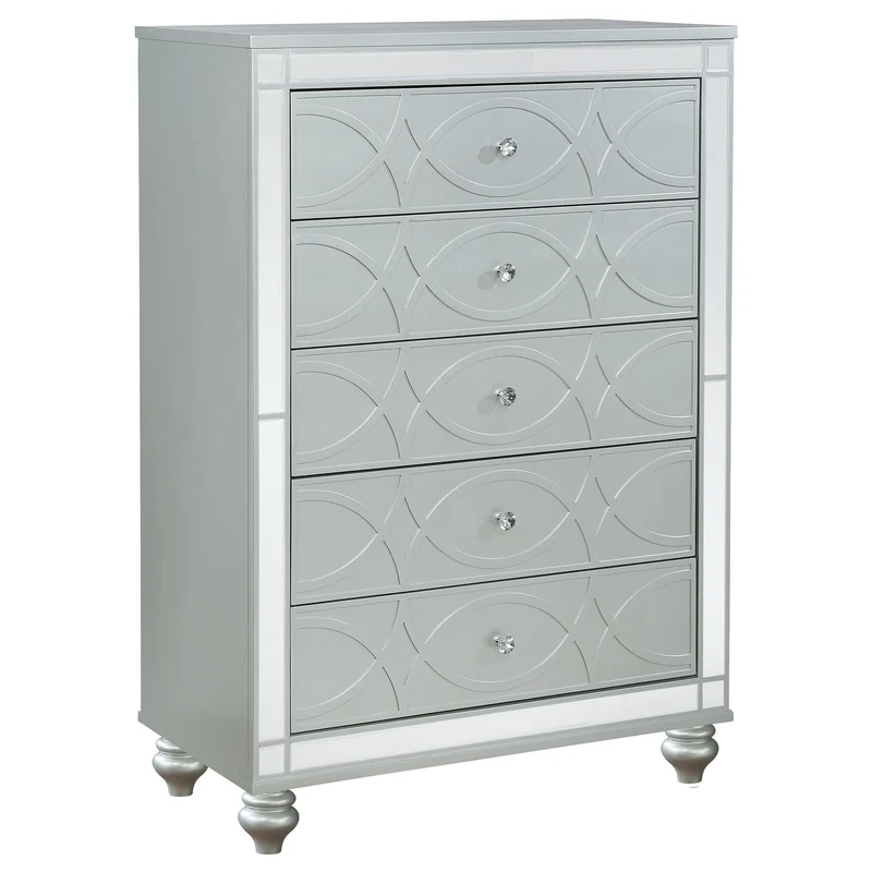 Coaster Furniture Gunnison 223215 5-Drawer Bedroom Chest - Silver Metallic