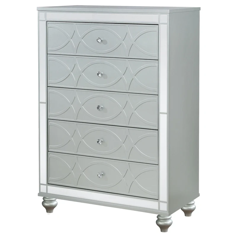 Coaster Furniture Gunnison 223215 5-Drawer Bedroom Chest - Silver Metallic
