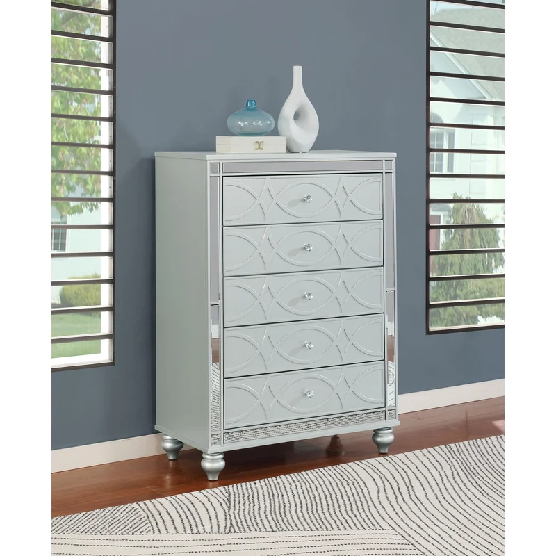 Coaster Furniture Gunnison 223215 5-Drawer Bedroom Chest - Silver Metallic