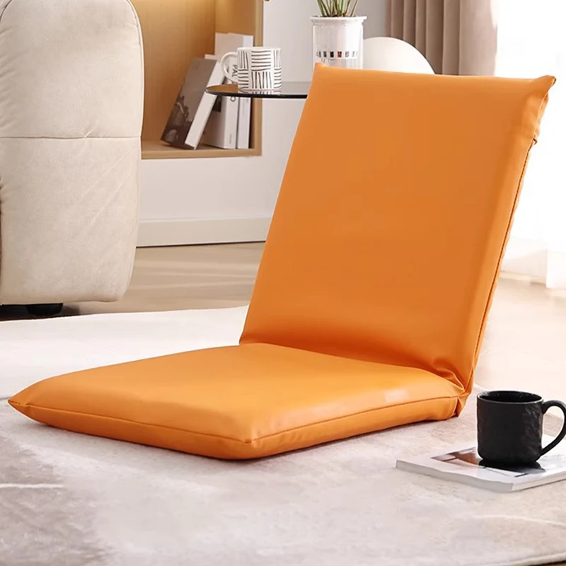 Modern Minimalist Rectangular Cotton-Linen Cat-Claw Leather Steel Folding Adjustable Accent Chair Backrest Armless For Living Room