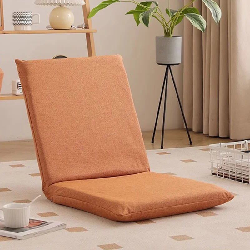Modern Minimalist Rectangular Cotton-Linen Cat-Claw Leather Steel Folding Adjustable Accent Chair Backrest Armless For Living Room