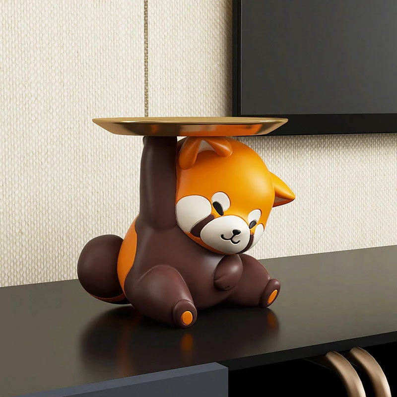 Contemporary Creative Resin Raccoon-shaped Table Decor With Key Storage For Entryway & Living Room