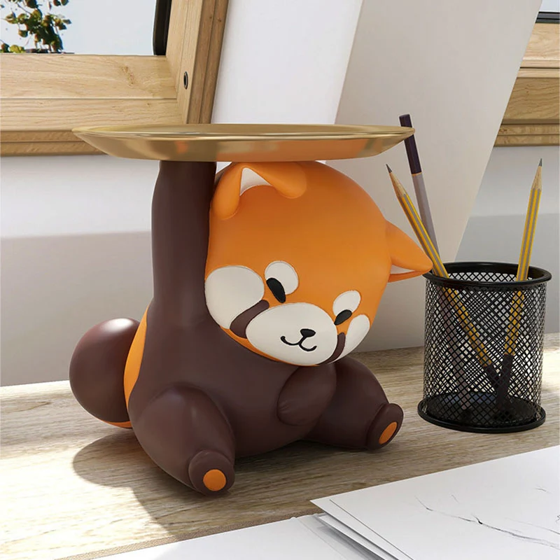 Contemporary Creative Resin Raccoon-shaped Table Decor With Key Storage For Entryway & Living Room