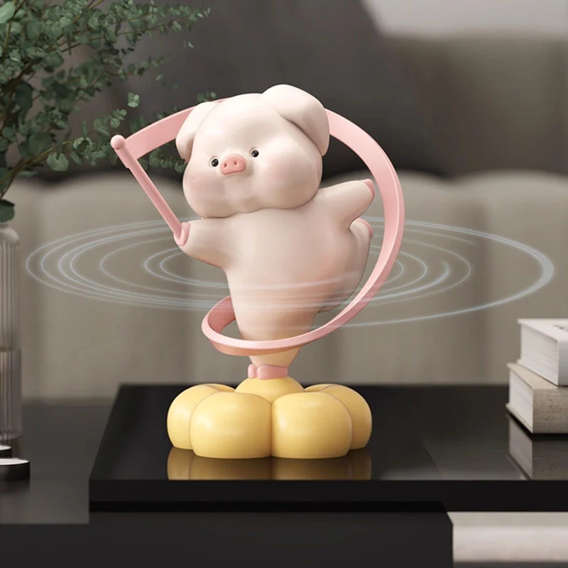 Contemporary Creative Resin Pig-shaped Table Decor With Manual Rotation For Living Room & Entryway
