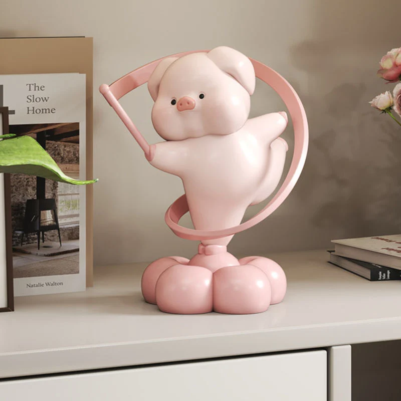 Contemporary Creative Resin Pig-shaped Table Decor With Manual Rotation For Living Room & Entryway