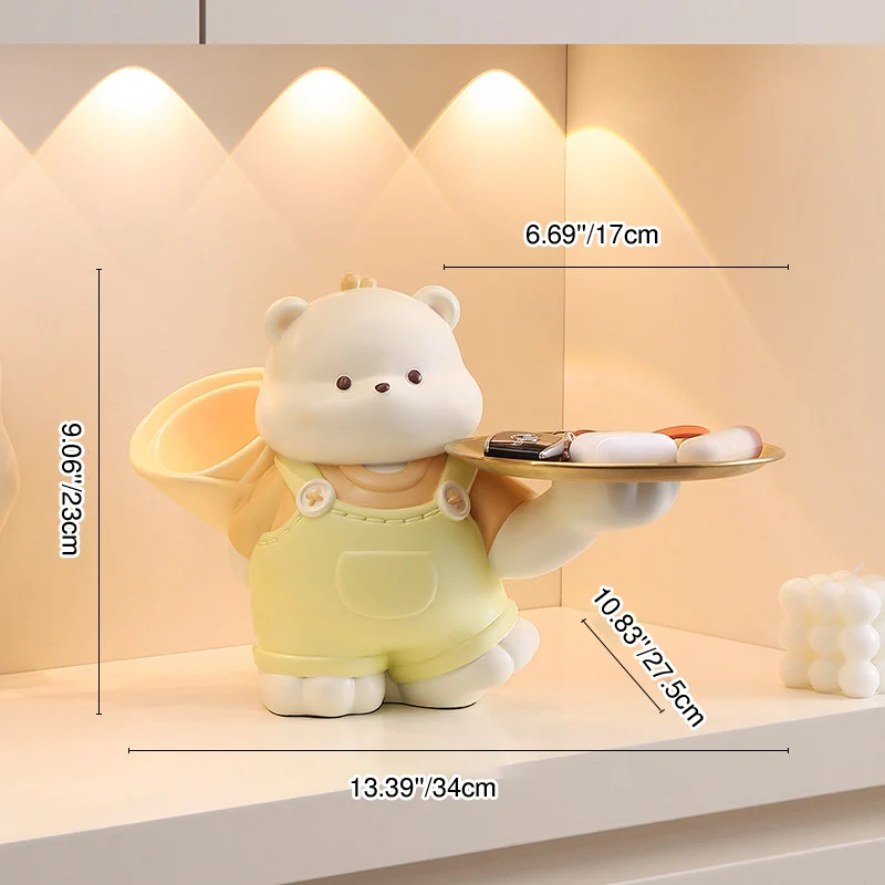 Contemporary Creative Resin Bear-shaped Table Decor Desktop Decoration With Tray For Living Room & Entryway