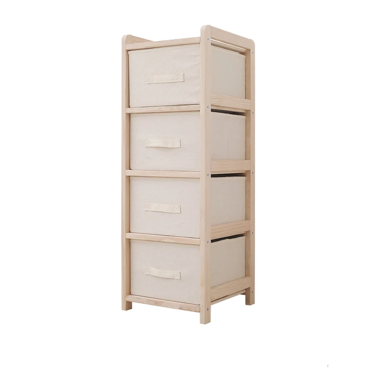 Contemporary Nordic Plywood Oxford Fabric Rectangular Storage Shelf With 3-4 Storage Organizer For Bedroom & Living Room