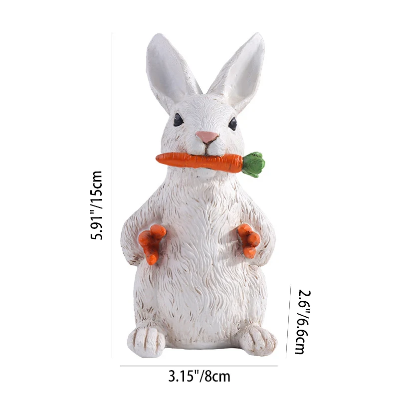 Contemporary Nordic Resin Easter Bunny Carrot Statue Cute Spring Home Decoration Accent For Living Room