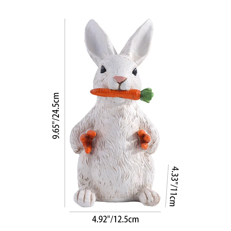 Contemporary Nordic Resin Easter Bunny Carrot Statue Cute Spring Home Decoration Accent For Living Room