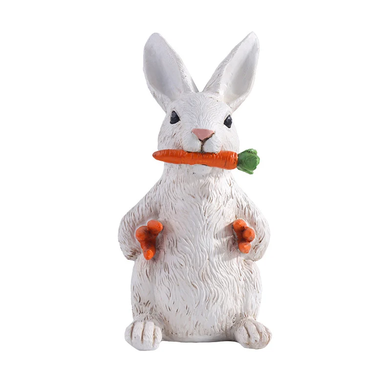 Contemporary Nordic Resin Easter Bunny Carrot Statue Cute Spring Home Decoration Accent For Living Room