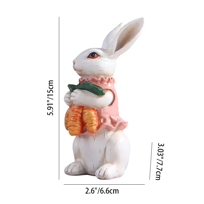 Contemporary Creative Resin Easter Bunny Carrot Figurine Decoration For Living Room Spring Home Accent
