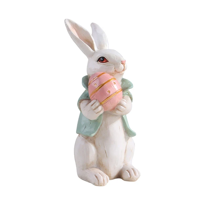 Contemporary Creative Resin Easter Bunny Carrot Figurine Decoration For Living Room Spring Home Accent