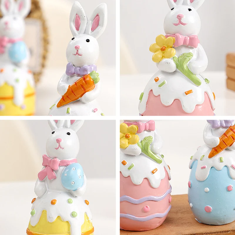 Contemporary Creative Resin Bunny Easter Decoration Figurine With Egg Accent For Living Room & Party Display