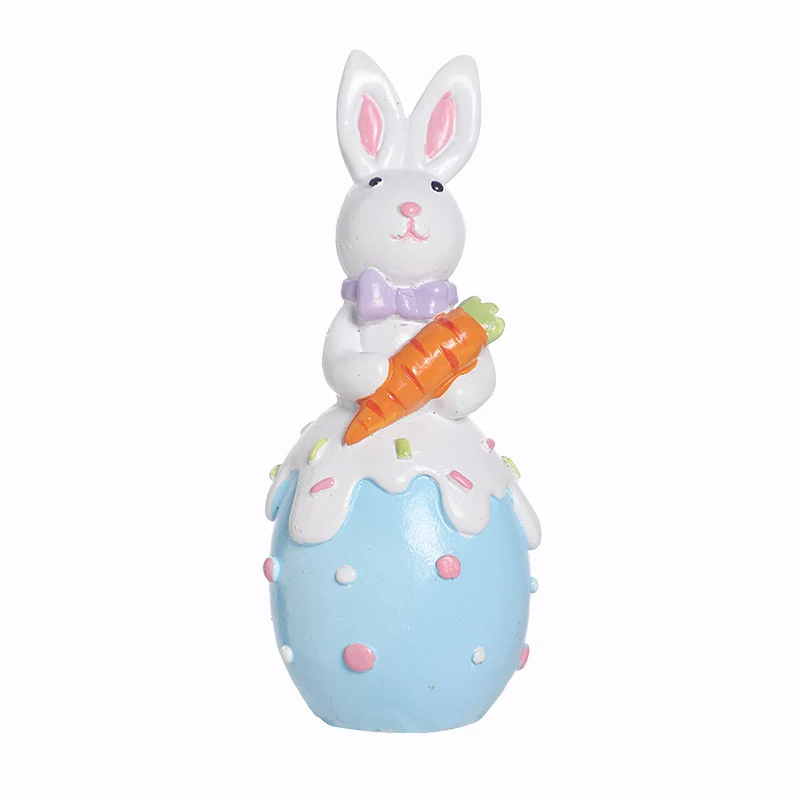 Contemporary Creative Resin Bunny Easter Decoration Figurine With Egg Accent For Living Room & Party Display
