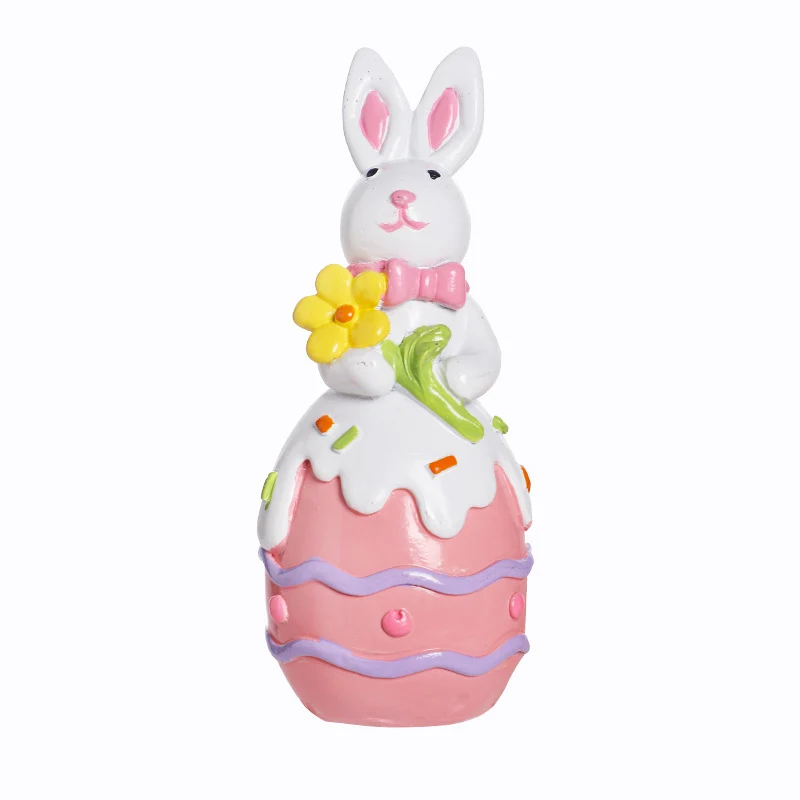 Contemporary Creative Resin Bunny Easter Decoration Figurine With Egg Accent For Living Room & Party Display