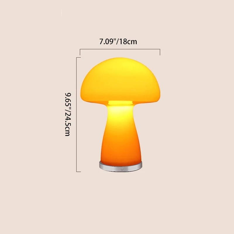 Modern Mushroom Glass Table Lamp - Hand-Blown Glass Shade Aluminum Base LED Ambient Lamp For Bedroom