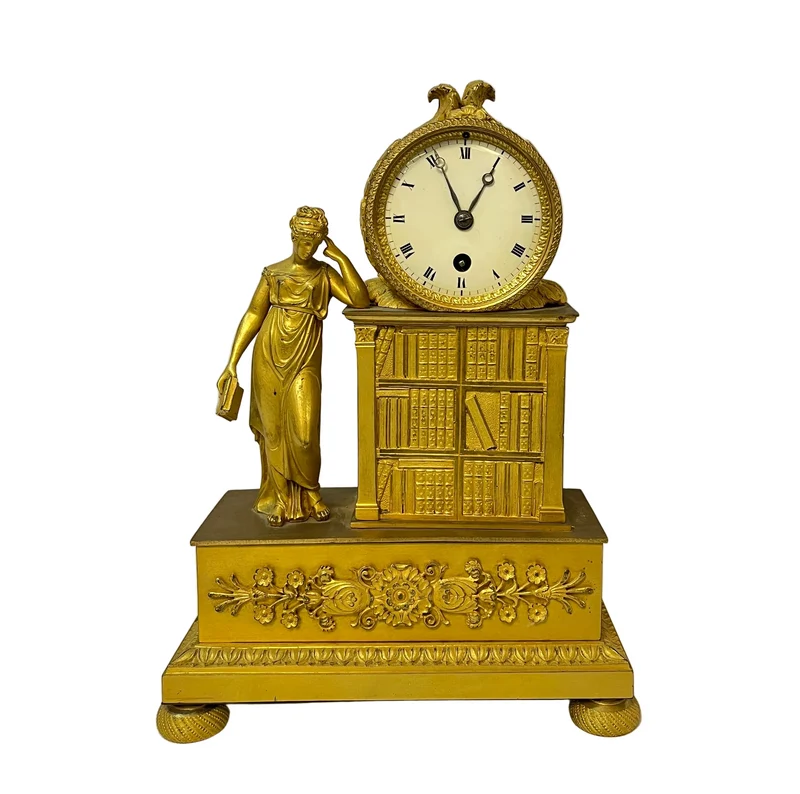 Gilded bronze pendulette clock 'Woman with book'