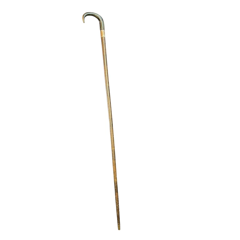 Wooden walking stick with dark antler sole and metal LIVE FEBRUARY 3
