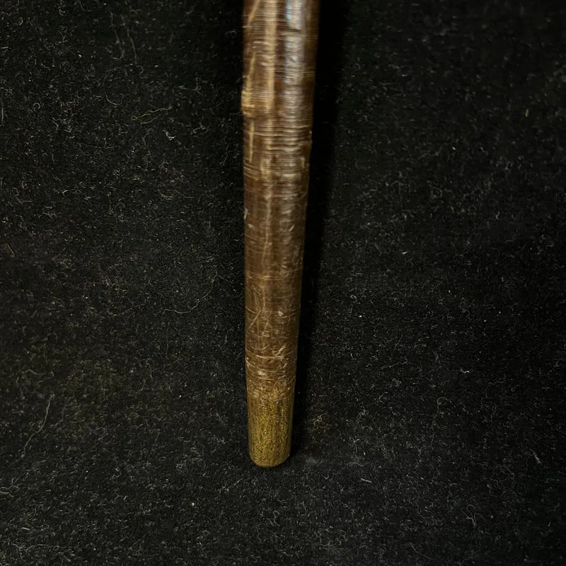 Wooden walking stick with dark antler sole and metal LIVE FEBRUARY 3