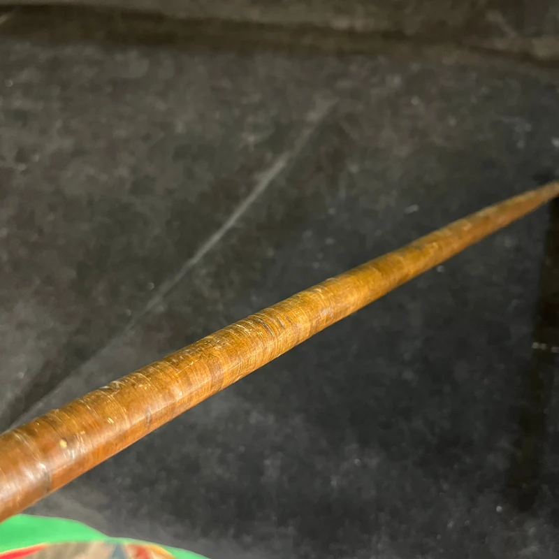 Lady's walking stick, wooden handle with antler sole and metal appliqué. LIVE 3 FEBRUARY