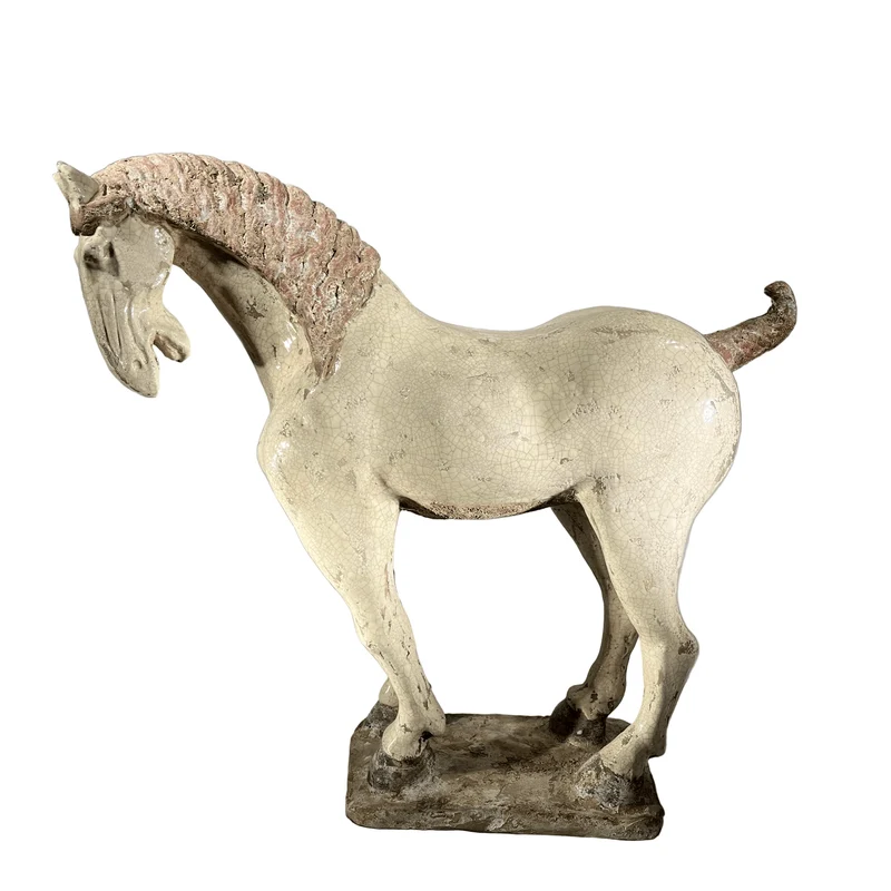 Chinese Tang style horse figure in polychrome terracotta, 20th century