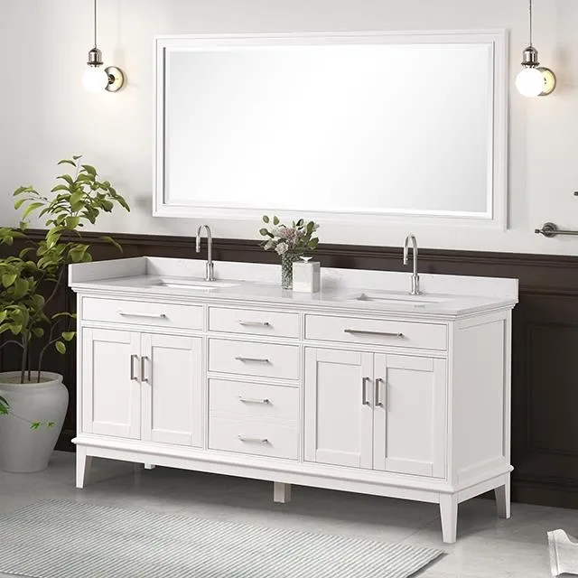 Furniture of America Almeria TM-CT005WH-72+05WH+M Vanity Set with Mirror