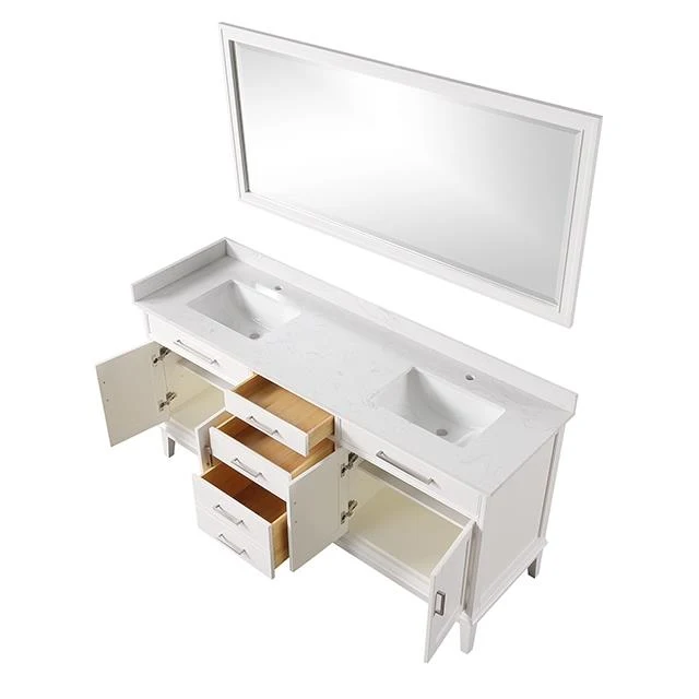 Furniture of America Almeria TM-CT005WH-72+05WH+M Vanity Set with Mirror