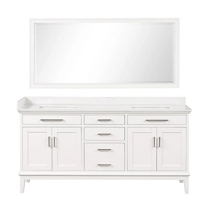 Furniture of America Almeria TM-CT005WH-72+05WH+M Vanity Set with Mirror