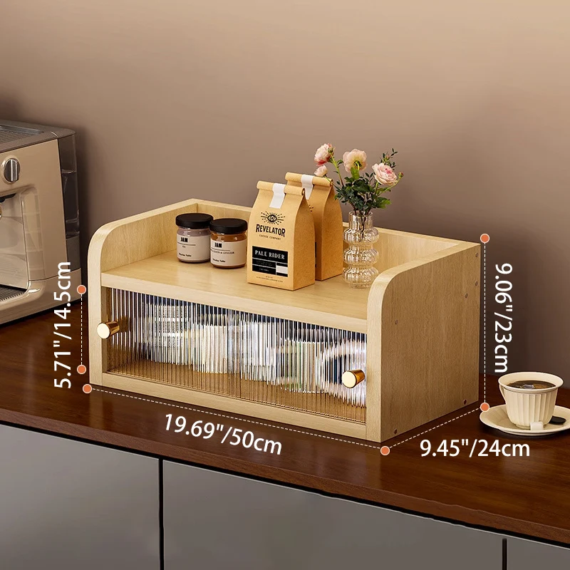 Modern Minimalist Eco-Friendly Engineered Wood Acrylic Rectangular Desktop Storage Shelf 2/3/4-Tier Dustproof Cup Storage For Living Room & Bedroom