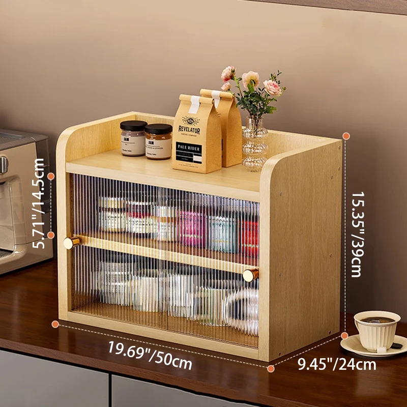 Modern Minimalist Eco-Friendly Engineered Wood Acrylic Rectangular Desktop Storage Shelf 2/3/4-Tier Dustproof Cup Storage For Living Room & Bedroom