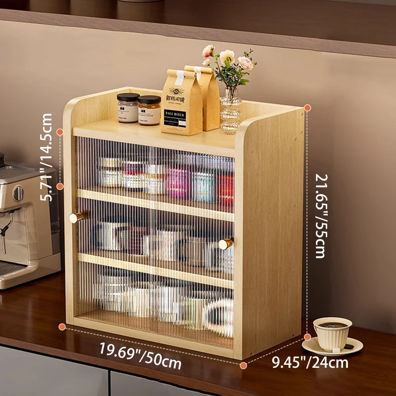 Modern Minimalist Eco-Friendly Engineered Wood Acrylic Rectangular Desktop Storage Shelf 2/3/4-Tier Dustproof Cup Storage For Living Room & Bedroom