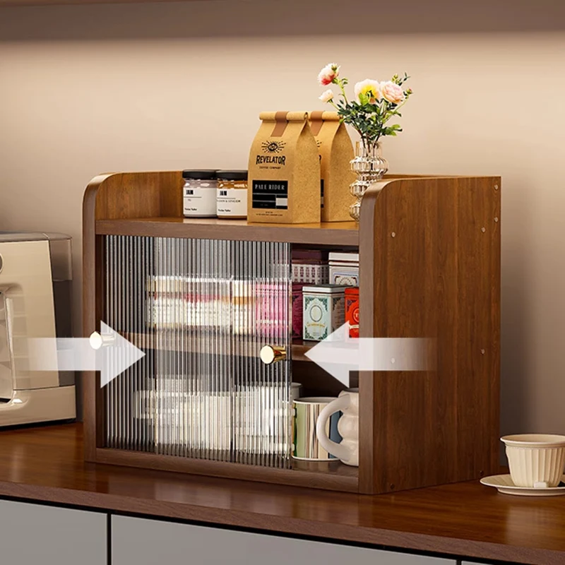 Modern Minimalist Eco-Friendly Engineered Wood Acrylic Rectangular Desktop Storage Shelf 2/3/4-Tier Dustproof Cup Storage For Living Room & Bedroom