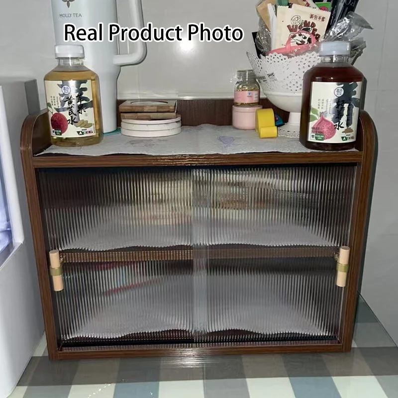 Modern Minimalist Eco-Friendly Engineered Wood Acrylic Rectangular Desktop Storage Shelf 2/3/4-Tier Dustproof Cup Storage For Living Room & Bedroom