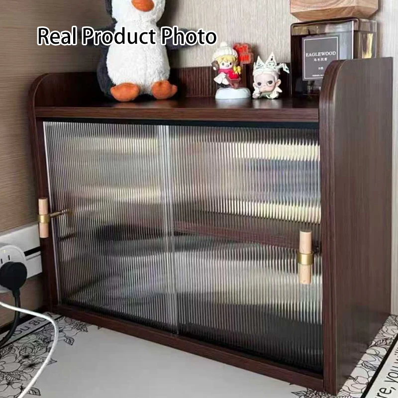 Modern Minimalist Eco-Friendly Engineered Wood Acrylic Rectangular Desktop Storage Shelf 2/3/4-Tier Dustproof Cup Storage For Living Room & Bedroom
