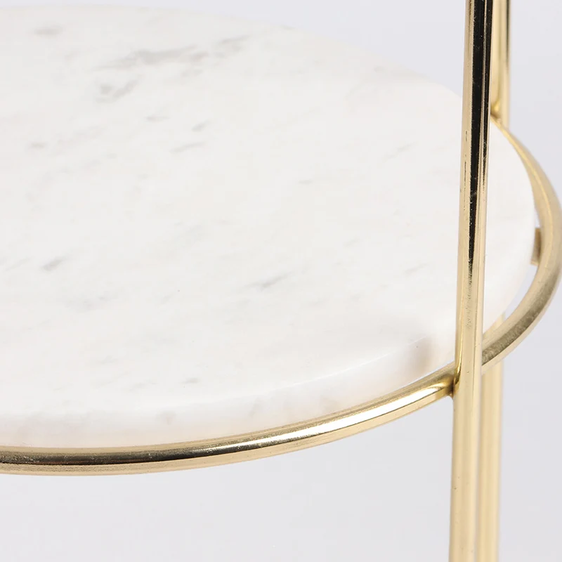 Modern Minimalist Marble PU Leather Hardware Round Desktop Storage Shelf 3-Tier Large Capacity Storage For Living Room & Entryway