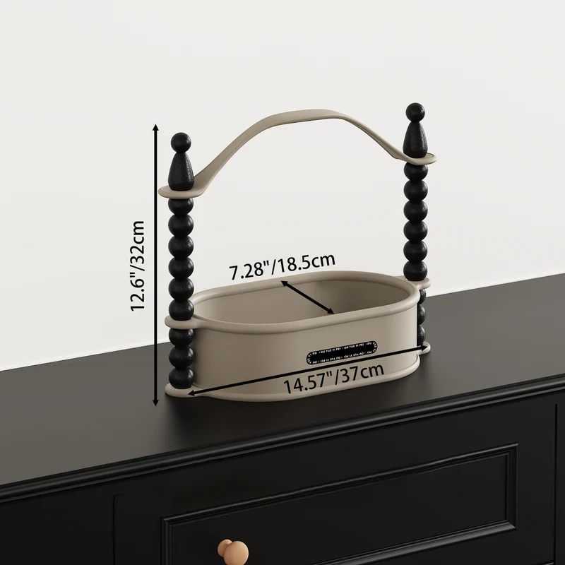 Contemporary Nordic High-Density Resin Oak Wood Oval Desktop Storage Shelf 1/2-Tier For Living Room & Entryway