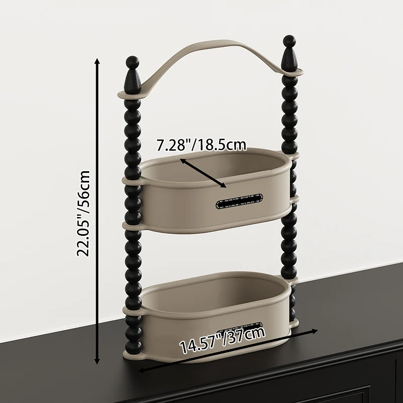 Contemporary Nordic High-Density Resin Oak Wood Oval Desktop Storage Shelf 1/2-Tier For Living Room & Entryway
