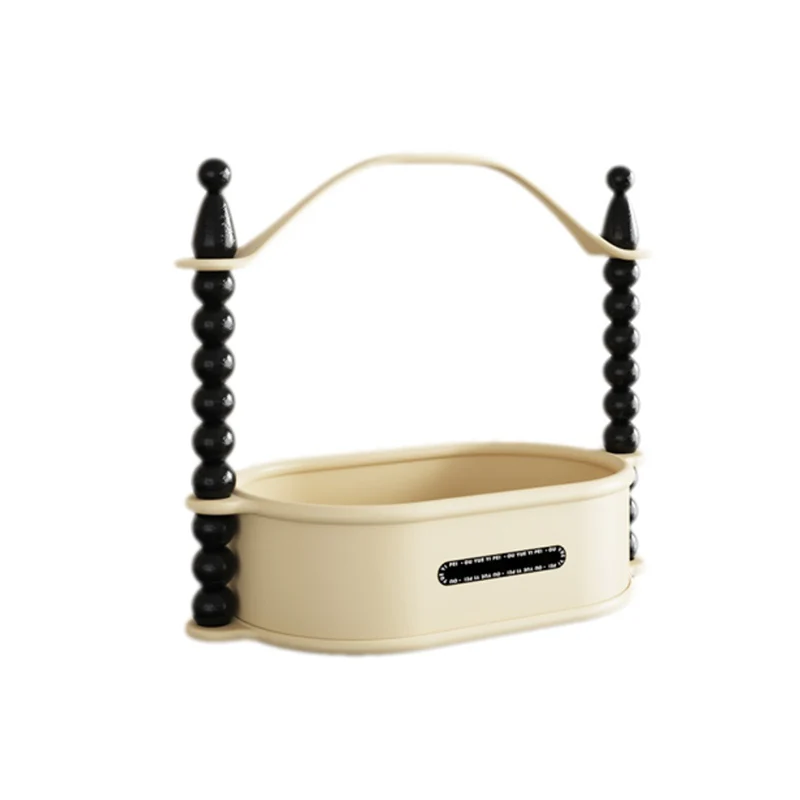 Contemporary Nordic High-Density Resin Oak Wood Oval Desktop Storage Shelf 1/2-Tier For Living Room & Entryway