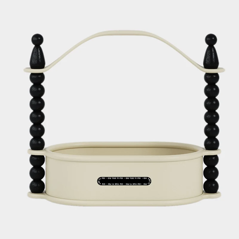Contemporary Nordic High-Density Resin Oak Wood Oval Desktop Storage Shelf 1/2-Tier For Living Room & Entryway