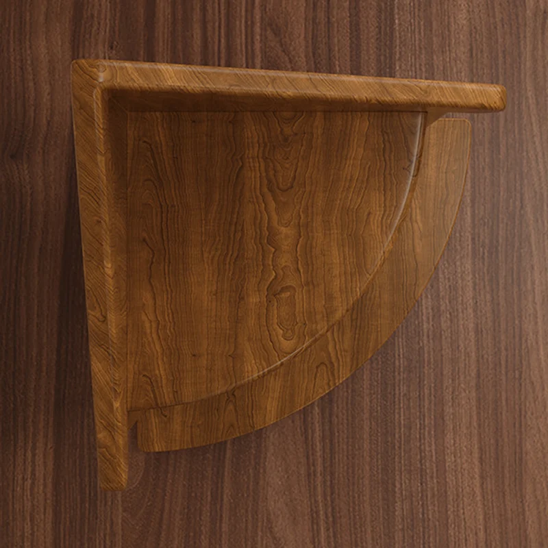 Contemporary Retro Rubberwood House-shape Fan-shaped Desktop Storage Shelf 3-Tier Corner Organizer For Living Room & Entryway