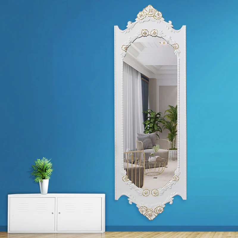Traditional European MDF Resin Glass Oval Wall Mirror For Bedroom & Living Room