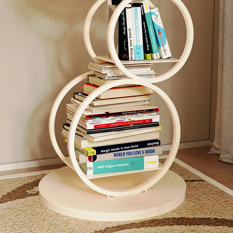 Modern Minimalist Carbon Steel Bubble Round Bookshelf 5-Tier Storage Display Rack For Living Room