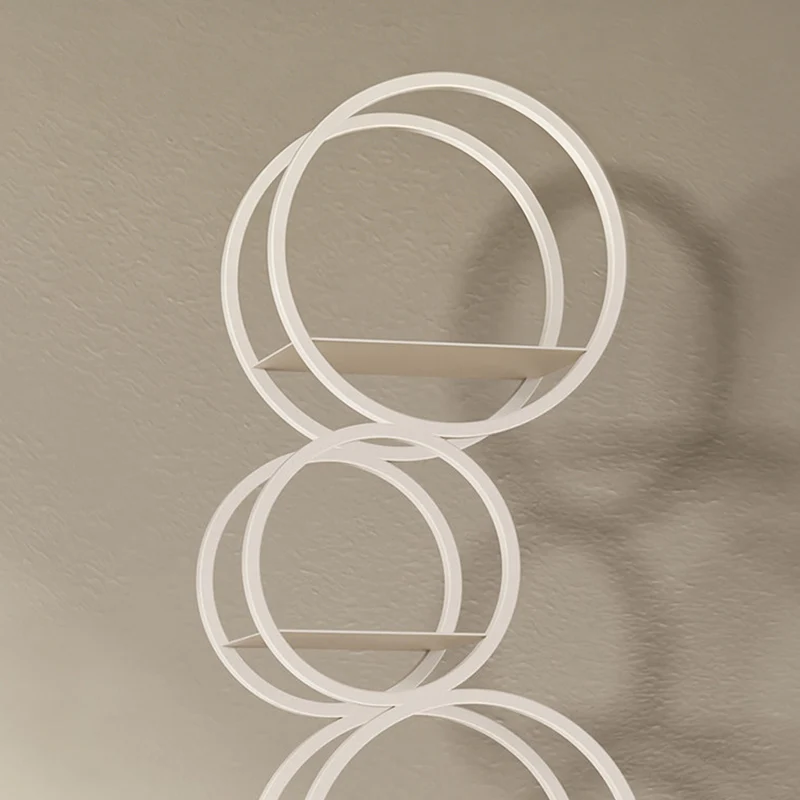 Modern Minimalist Carbon Steel Bubble Round Bookshelf 5-Tier Storage Display Rack For Living Room