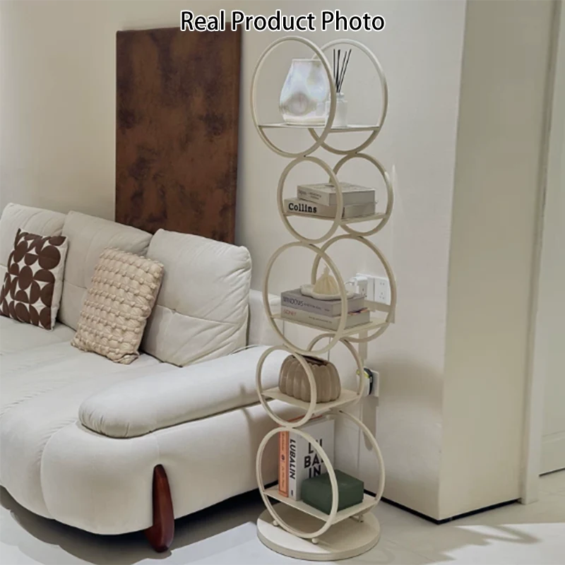 Modern Minimalist Carbon Steel Bubble Round Bookshelf 5-Tier Storage Display Rack For Living Room
