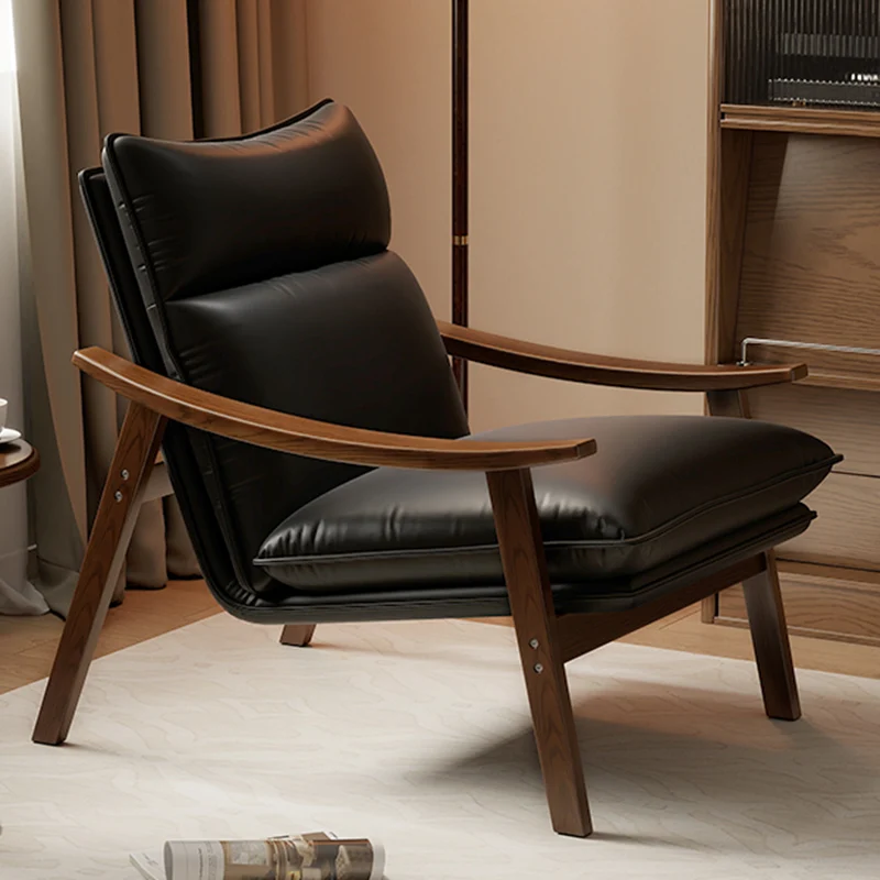 Contemporary Scandinavian Rectangular Iron Rubberwood Ecological Leather Velvet Accent Chair Backrest Armrests For Living Room