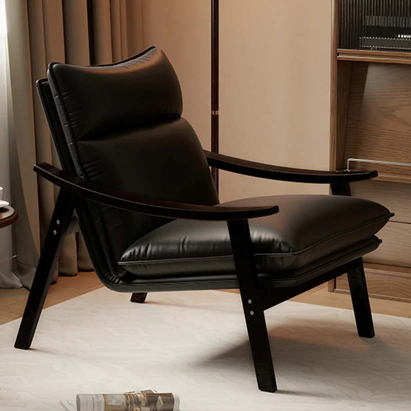 Contemporary Scandinavian Rectangular Iron Rubberwood Ecological Leather Velvet Accent Chair Backrest Armrests For Living Room