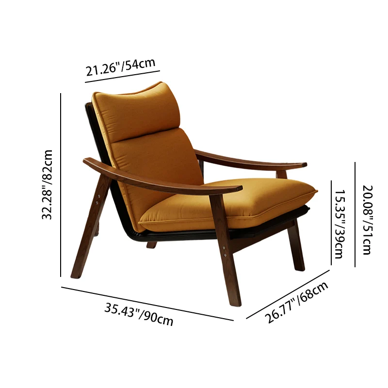 Contemporary Scandinavian Rectangular Iron Rubberwood Ecological Leather Velvet Accent Chair Backrest Armrests For Living Room