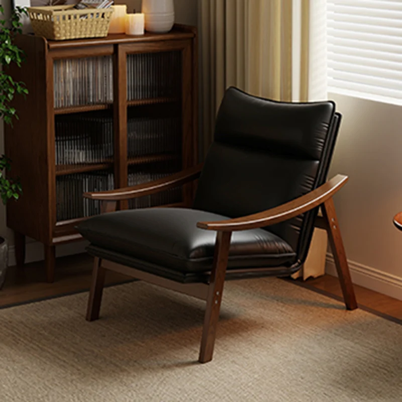 Contemporary Scandinavian Rectangular Iron Rubberwood Ecological Leather Velvet Accent Chair Backrest Armrests For Living Room